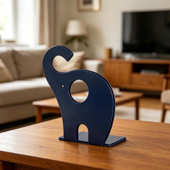 Creative Elephant Bookends, Metal Book Holder for Kids Students, Heavy Duty Non-Slip Desktop File Organizer for Home Office Decor
