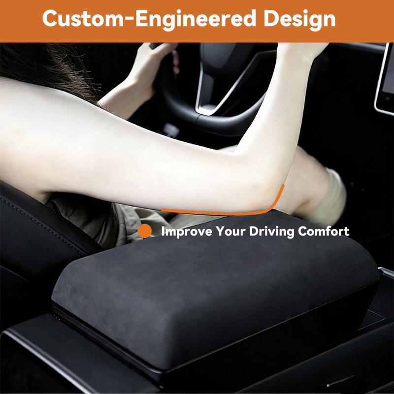 For Tesla Model Y Juniper -2026 Center Armrest Booster Pad Suede Leather Magnetic Storage Box Model 3 Higher Armrests Box