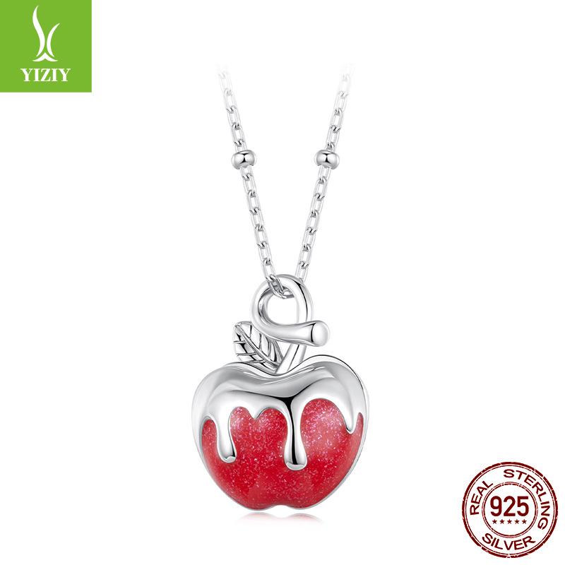 Yinziyun S925 Sterling Silver Christmas Apple Necklace with Openable Pendant - A Unique Clavicle Chain Gift