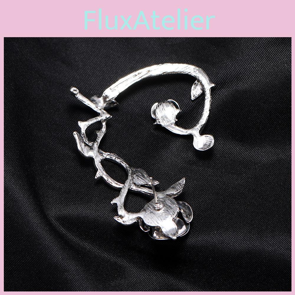 Dark Style Flower Ear Hooks Metallic Jewelry For Female Fashion