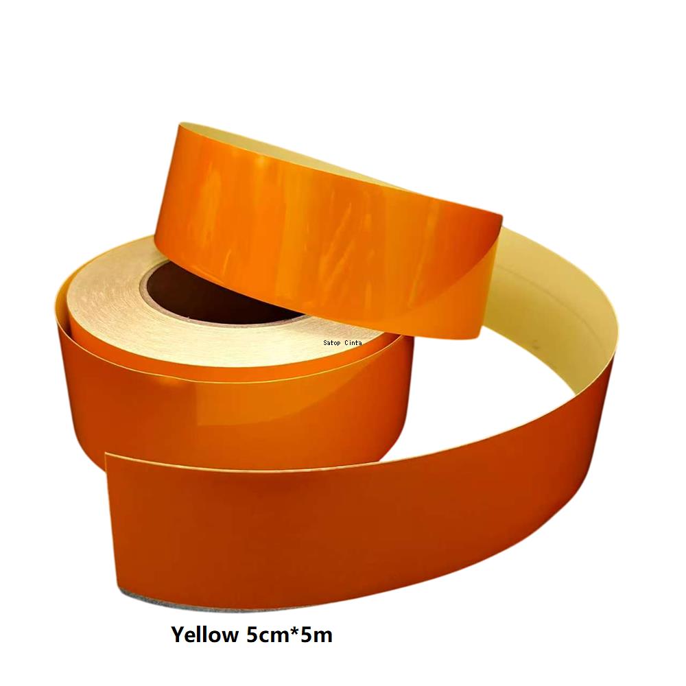 

5cm/10cm/15cm/20cm*5M Yellow Advertisement Reflective Strip Glass Bead Plain Reflectors Tape Waterproof Adhesive Sticker For Car