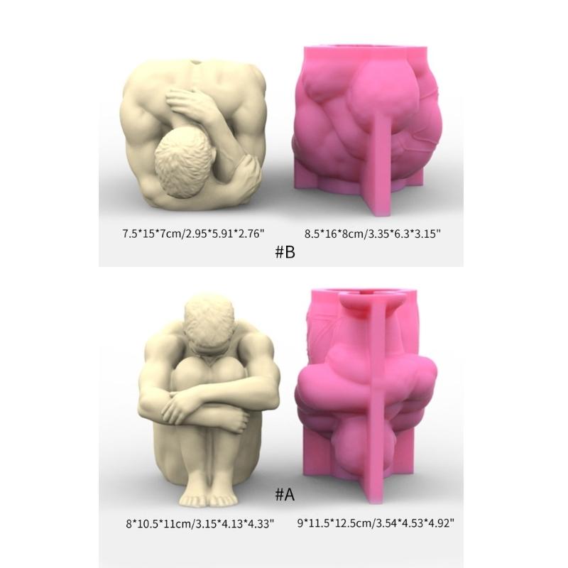 Candles Holder Resin Mold,Gypsum Flower Pot Silicone Molds Yoga-man Epoxy Resin Casting Mold for DIY Jewelry Storage Box