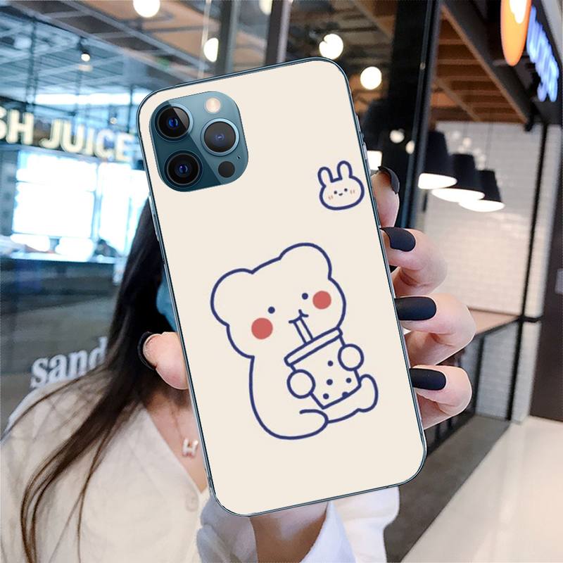 Niedliche Strichmännchen-Illustration Handyhülle für iPhone 11 12 13 Pro Max 5s 6s 7 8 Plus X Xr Xs Max Se 2020 13 Mini Hülle Abdeckung