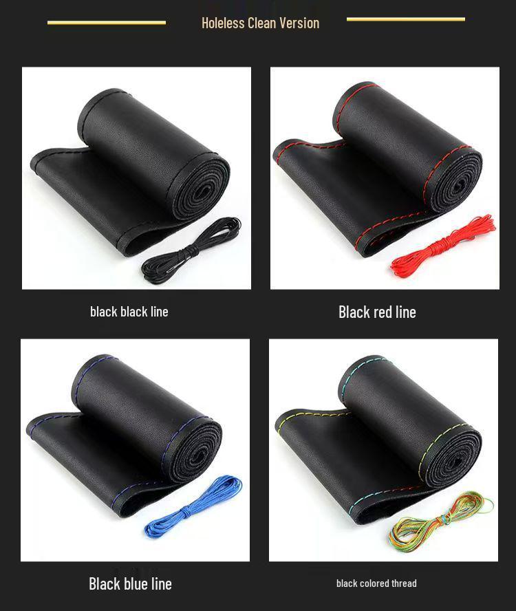 Echt Leer Lamsvel Handgestikt Stuurwielhoes - Ultradun, Zacht, Antislip, Slijtvast, Universeel voor Alle Seizoenen