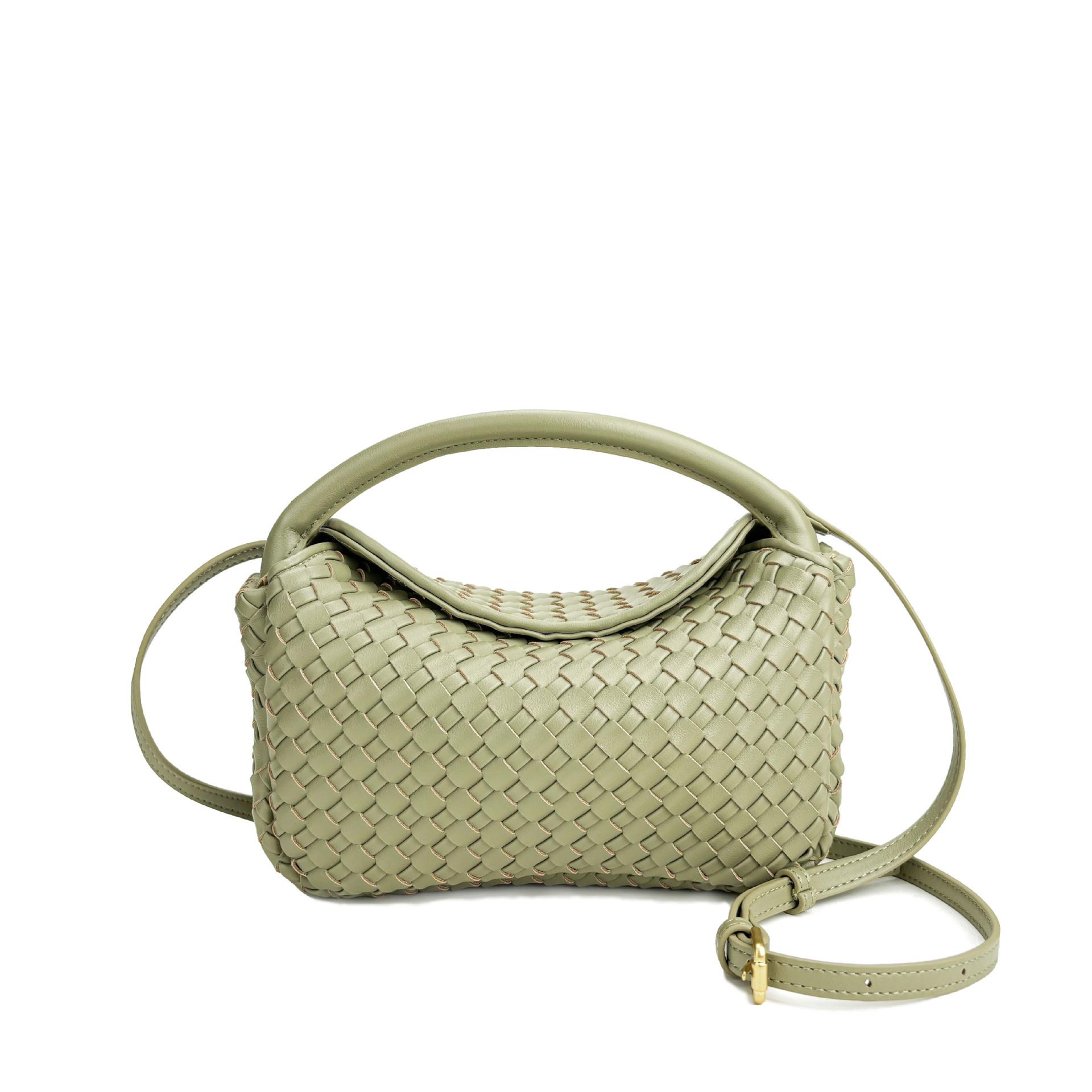 

Сумка-ланч-бокс New Street Trend Simple Grid из коровьей кожи с магнитным креплением на одно плечо 25x14x8cm зелёный