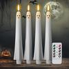 2/4Pcs Halloween Ghost Candle Light with Remote Timer Battery Powered Flickering Flameless Taper Candle