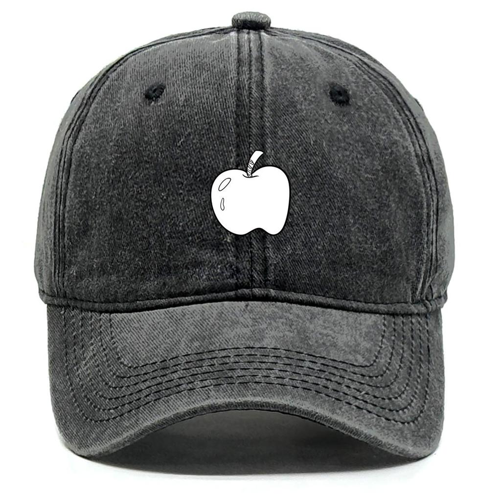 Weiße Apfel-Print Snapback Baseballkappe, Frucht-Netz-Kappe Verstellbarer Riemen Kopfbedeckung Used-Look Retro Verstellbare Baseballkappe