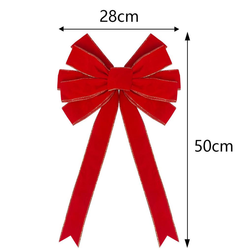 Red Christmas Bows Outdoor Decorations Large Christmas Tree Top Bow Velvet Wreath with Glitter Gold Edge Front Door Decoration