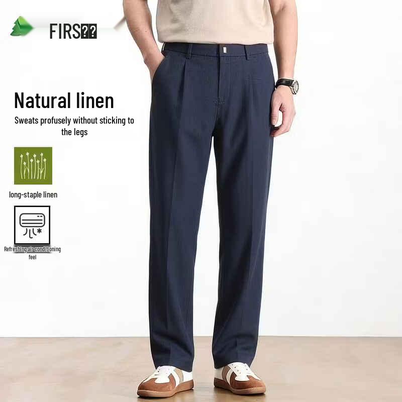 FIRS Men s Tencel Linen Straight Leg Casual Pants 34