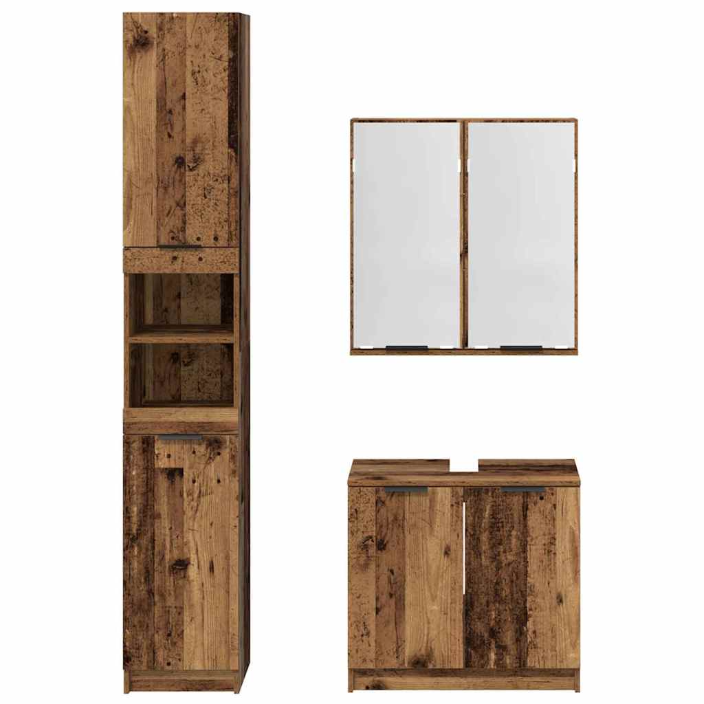 Bathroom Cabinet Set with Shelf 3 pcs Reclaimed Wood Effect Particleboard