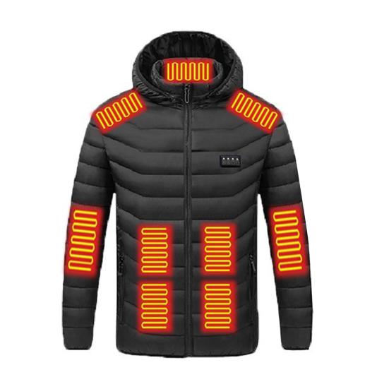 

Утепленное хлопковое пальто с капюшоном, длинным рукавом, застежкой-молнией, куртка с 19 зонами защиты от горячих точек, ручная стирка, питание от USB, верхняя одежда M чёрный