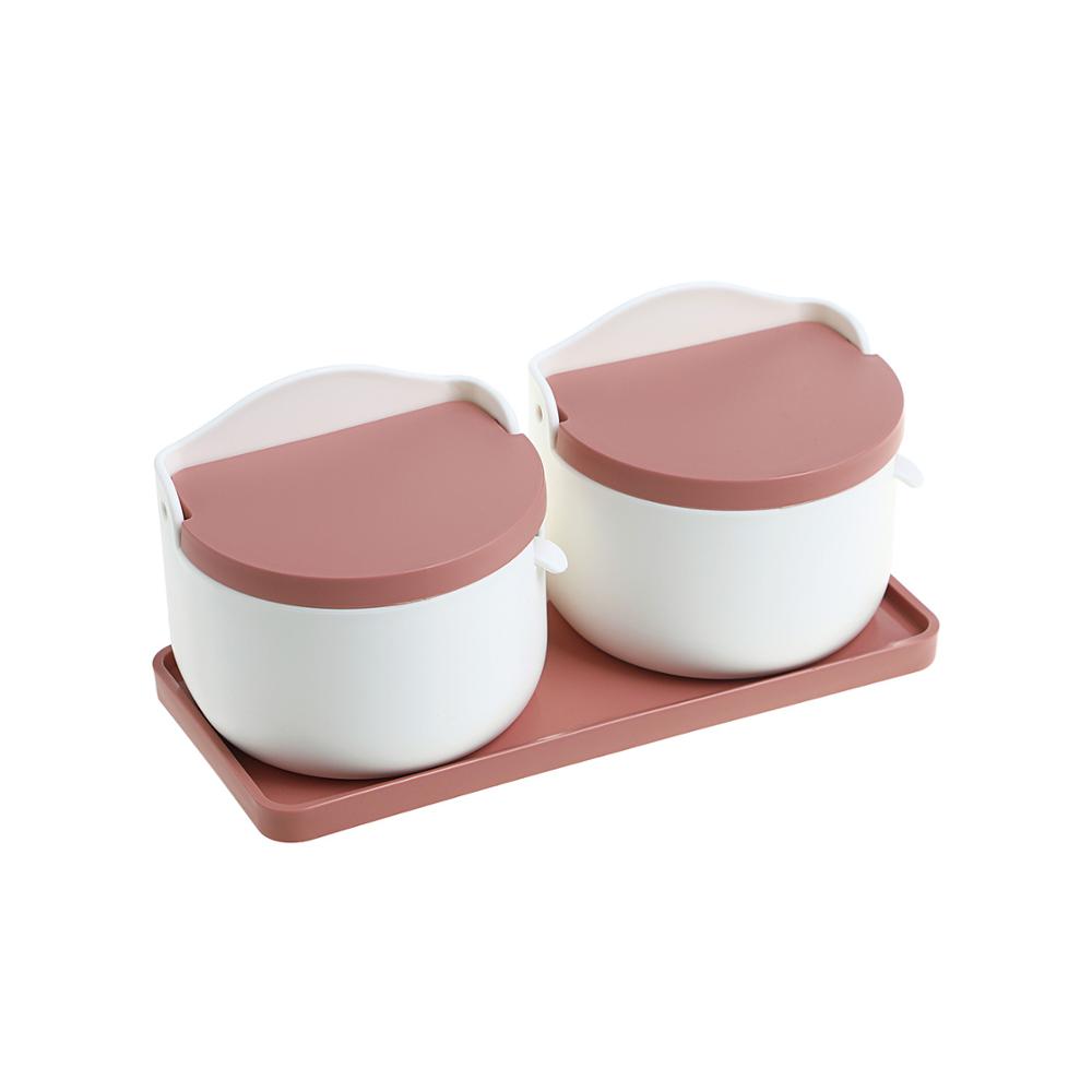 

1 Set Plastic Sugar Bowl with Spoon Kitchen Salt Container Salt and Pepper Spice Bottle