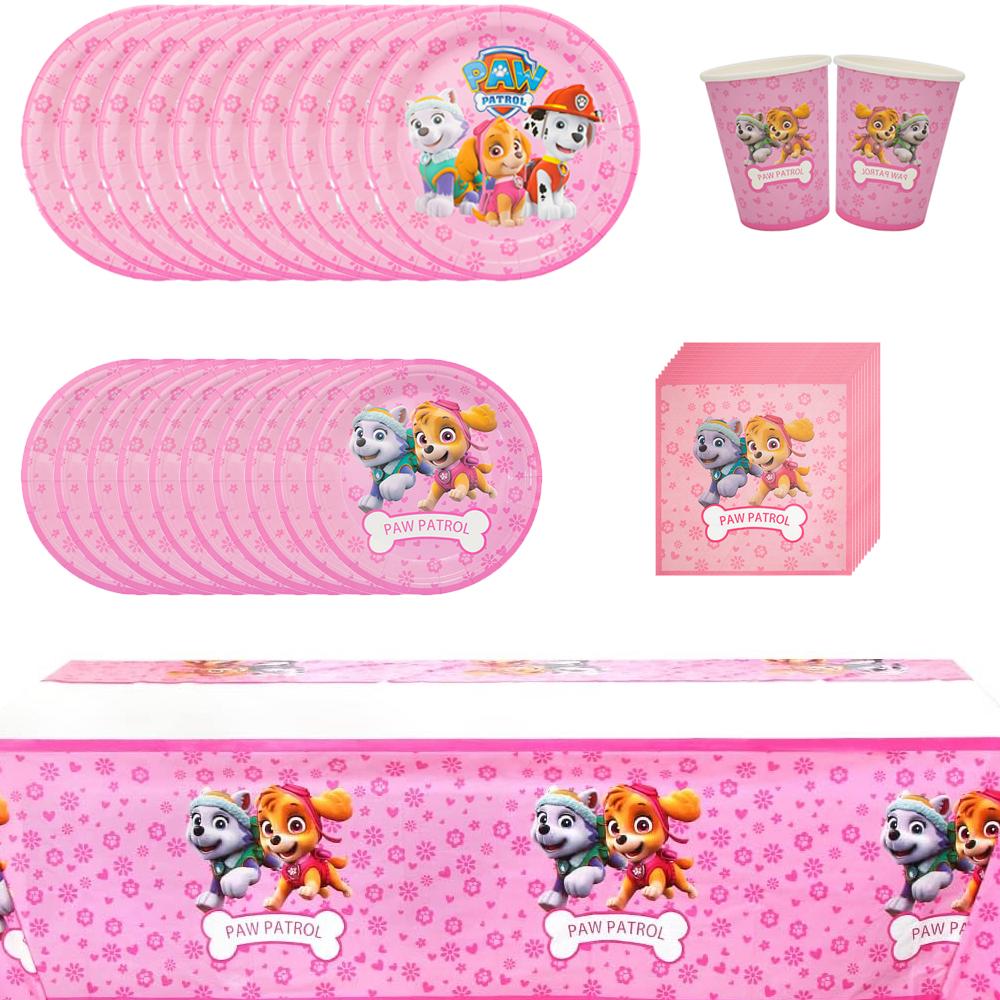 51pcs Paw Dog Patrol Party Tableware Set Includes Plates Napkins Cups Tablecloth