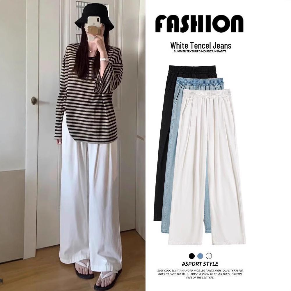 

Women s White Tencel High Waist Wide-Leg Jeans - 2025 Slimming Spring/Summer Collection XL for 131-150 lbs