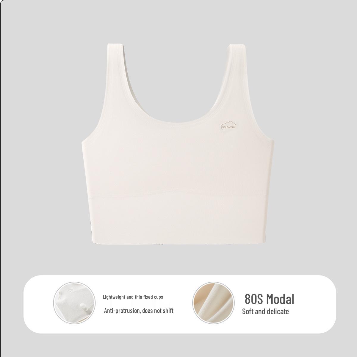 80s Modal Seamless Breathable Mid-Length Vest for Girls - Lightweight Anti-Bump Teen Underwear L