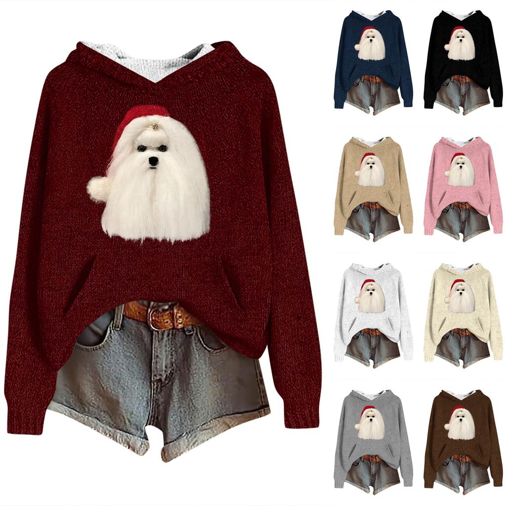 Sweatshirts For Women Knit Sweater Cute Shirt Fall Pullover Hooded Sweatshirt