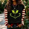 Women's Fashion Christmas Print Long Sleeve Neck Pullover Sweatshirt Casual Top