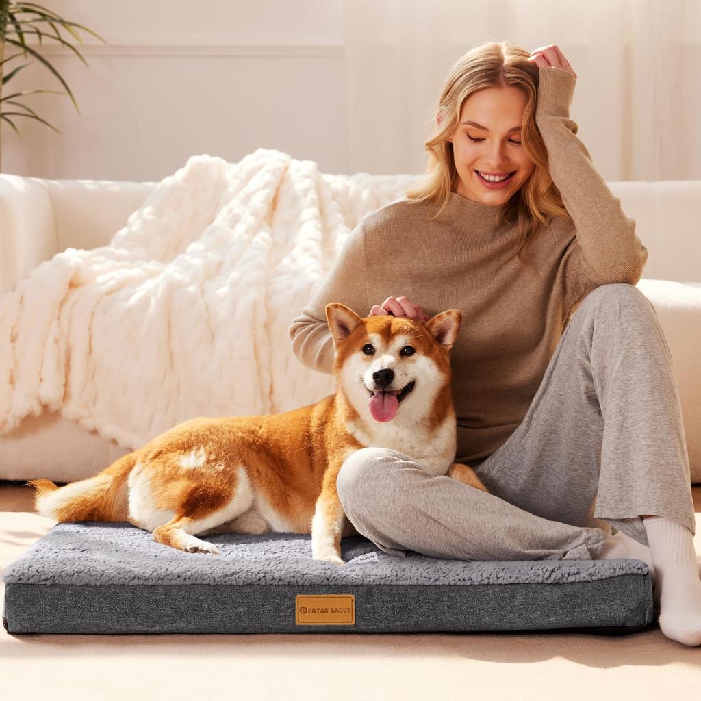Patas Lague Dog for Medium and Large Cat Bed Removable 107cm x Gray Bed, High-Resilience, Waterproof, Washable, Dogs, Cushion, Cover, Non-Slip,