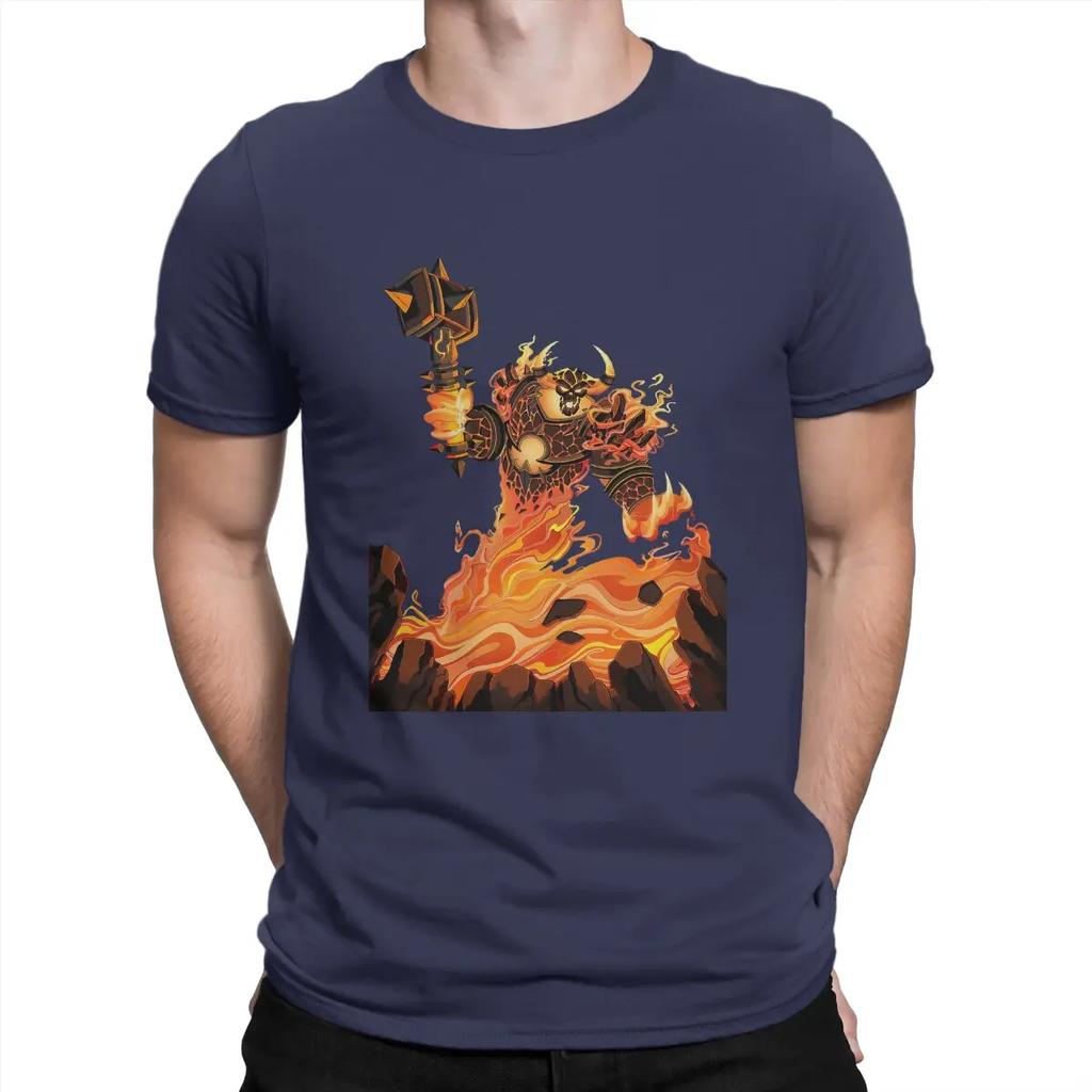 Ragnaros Rock-Magma Men's Shirt World Of Warcraft Funny T-Short Sleeve Round Collar T-Shirts Pure Cotton Birthday Gift Clothing