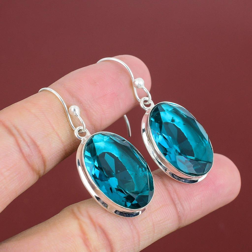 Faceted Indicolite Earring Genuine Gemstone Earring 925 Sterling Silver Earring Beautiful Indicolite Jewelry Handmade Earring Gifts For Wife
