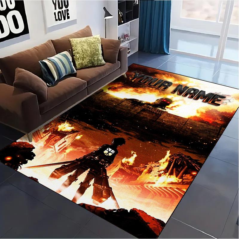 Name Custom Anime Titan Attack Carpet Rug for Living Room Bedroom Home Sofa Decoration,Kids play Non-slip Floor Mat