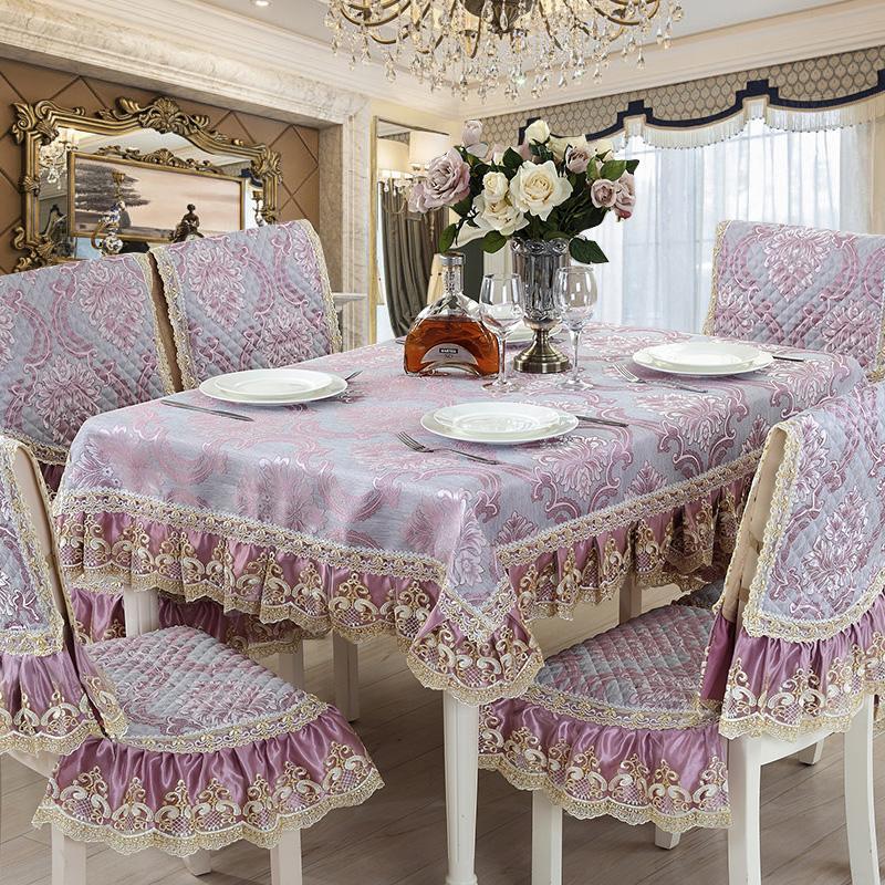 High-End Leinen Spitze Tischdecke Tischläufer Stuhlhusse Hochwertige Stickerei Jacquard Rechteckig Europäische Küchentischdecke A