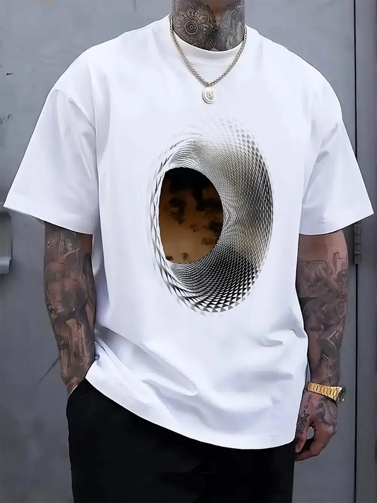 Abstract Tunnel Art Print Round Neck Short Sleeve T-shirt