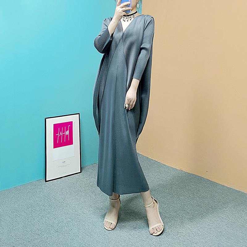 Lingying 6569 Midi plisované šaty Miyake - Dámské oblečení plus size na jaro a podzim 2025, volný střih