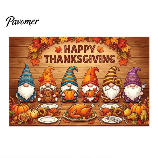 Dekorative Herbstszene für Party 70 x 45 Zoll Kürbis-Hintergrund, Herbsternte-Gnom-Dekorationen Vogelscheuche Fotografie-Hintergrund, Thanksgiving-Banner