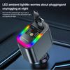 5 In 1 Total Power 180W Car Fast Charger with Retractable Cable USB Type-C Power Adapter with Color Ambient Light and Starry Sky Light for IOS Android