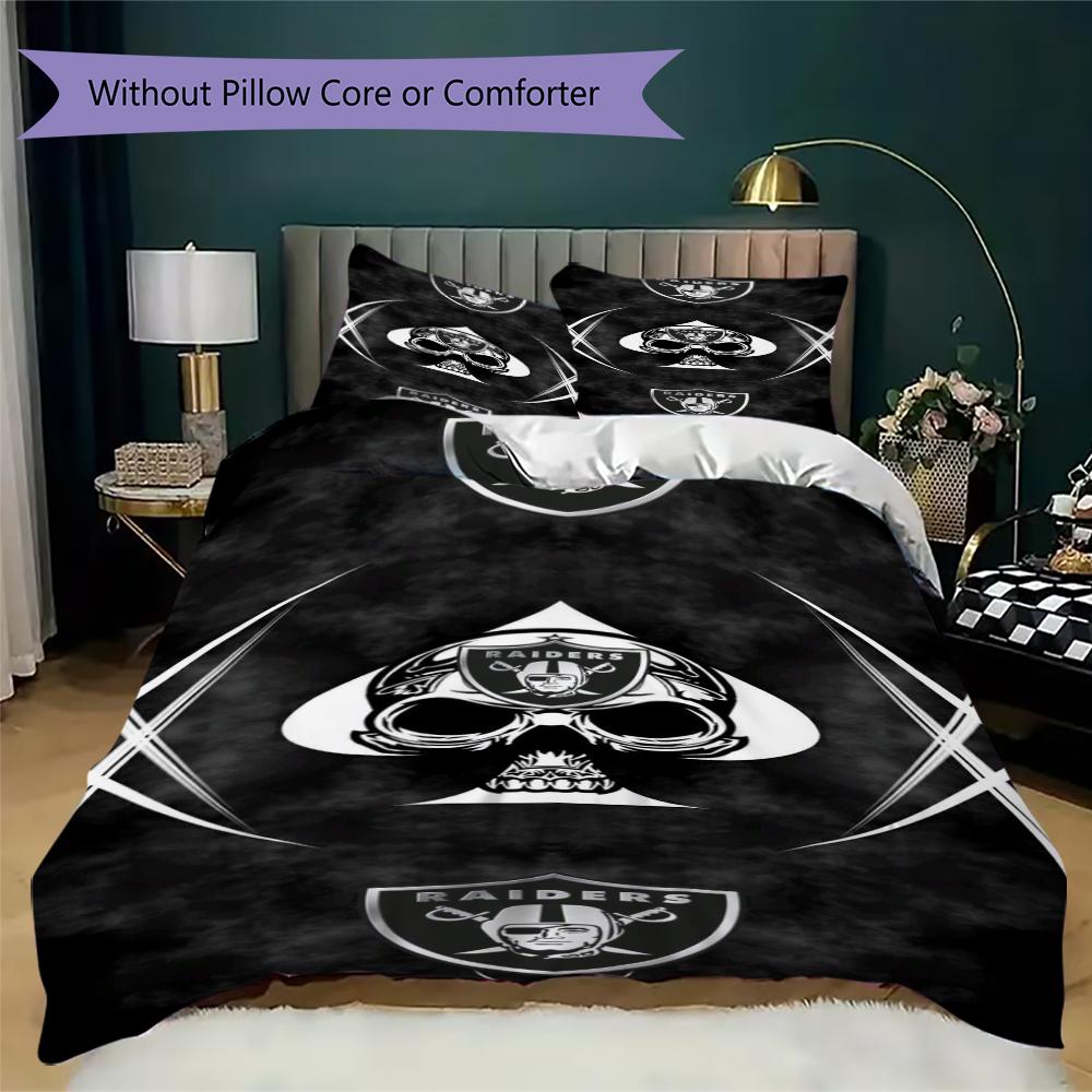 Las Vegas Raiders Pattern Bedding uilt Set uilt Cover Pillowcase Home Decoration Birthday Gift (1*duvet cover + 2*pillowcase without core)