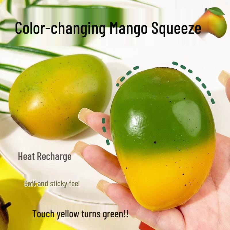

Color-Changing Mango Decompression Squeeze Toy - Temperature-Sensitive and Moldable