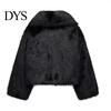 Individual Style Coat Auutmn Winter Lady Cardigan Faux Fur Thickened Plush Turn-down Jacket Collar Pure Color Long Sleeves Solid Women