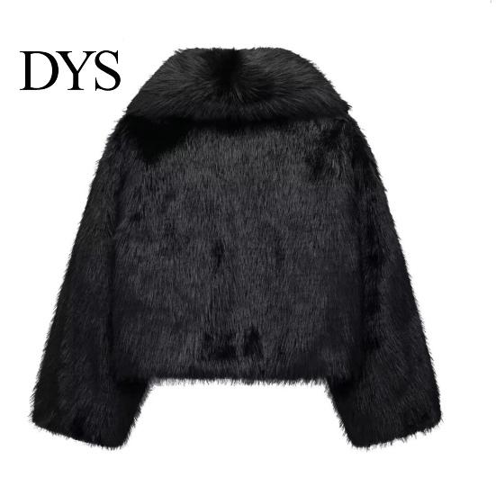 Individual Style Coat Auutmn Winter Lady Cardigan Faux Fur Thickened Plush Turn-down Jacket Collar Pure Color Long Sleeves Solid Women