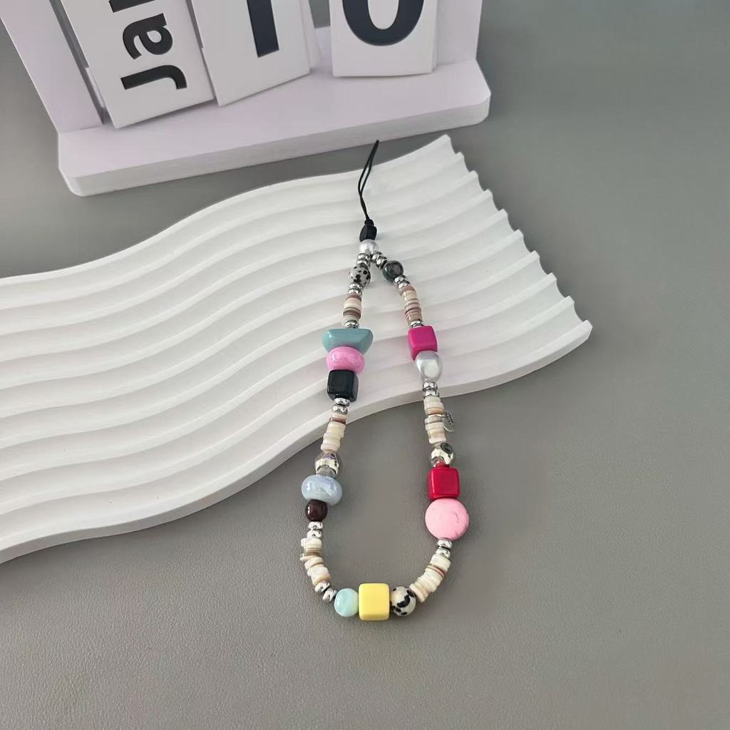 Pvc Material Phone Strap With Natural Stone Beads For Gift And Fashion