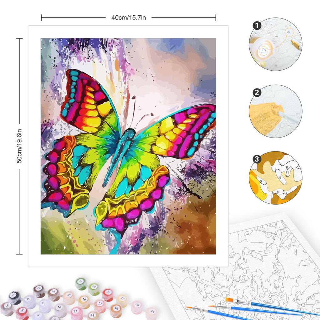 Frame Paint By Numbers For Adults Starter Kits Butterfly Animals Canvas Number Painting For Diy Gift Home Decors 40x50