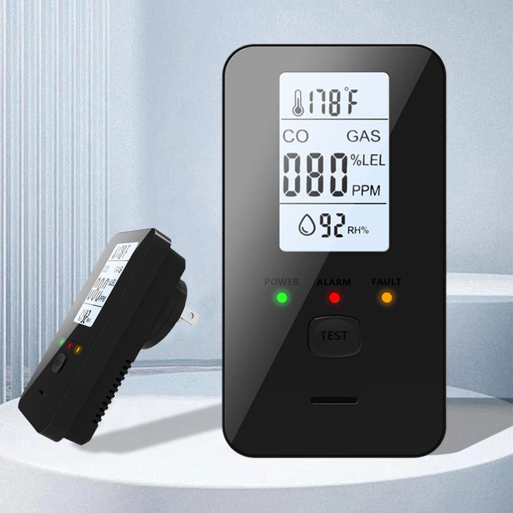 Carbon Dioxide Detector Plug In 4 in 1 Combustible Natural Gas Detector Home Air Quality Monitor for Home RV Travel Hotel