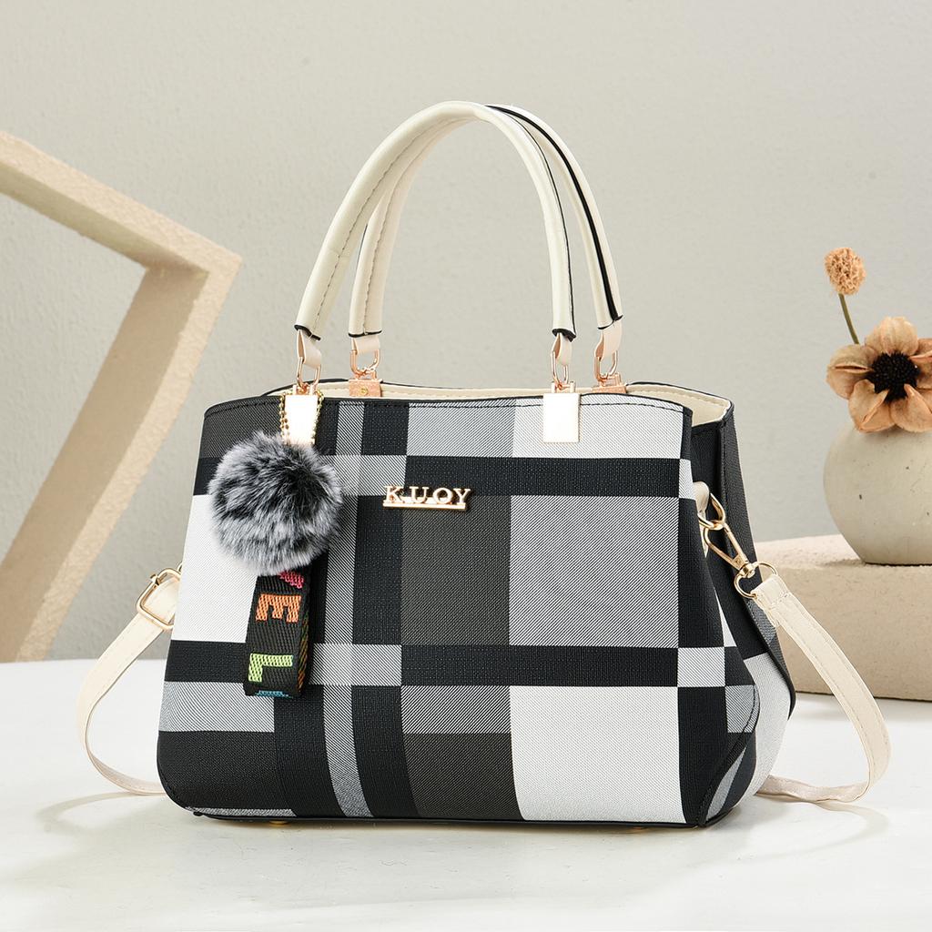 Classic Checkered Color Block Handbag For Women Versatile Hand Carry Shoulder Crossbody All-match Daily Purse