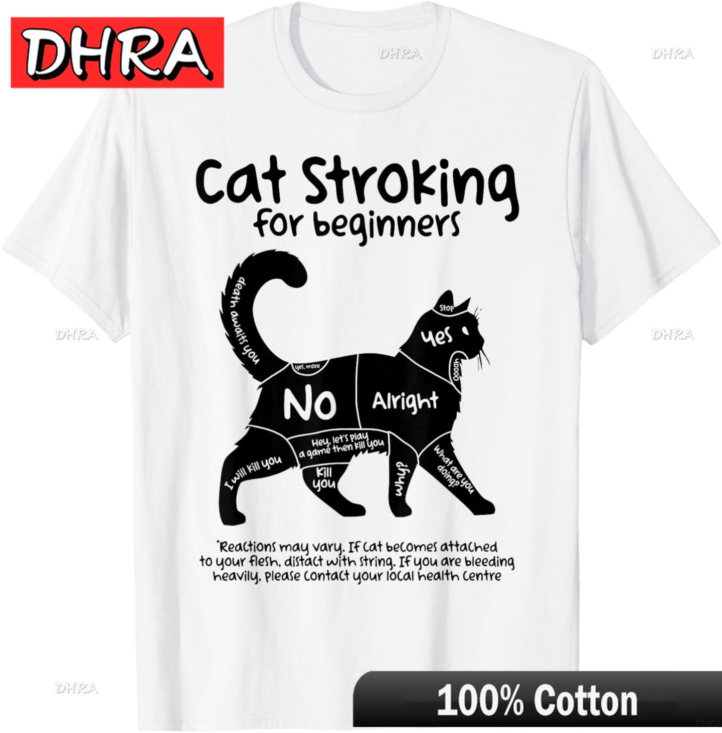 

Cat Stroking For Beginners Funny Cat Lover TShirt Urban Minimalist Nostalgic Shirts Tops for Work from Home TShirt Femme 4XL