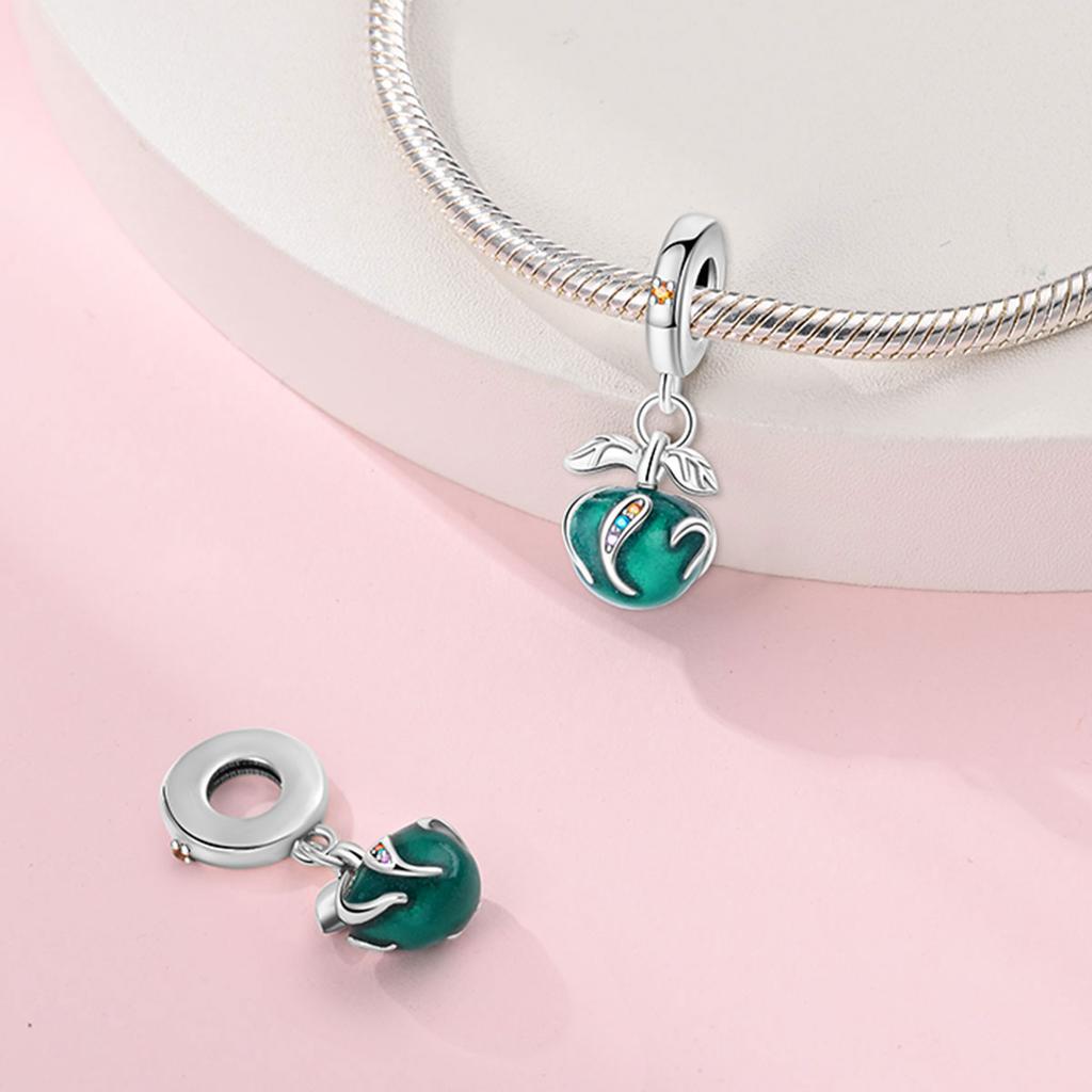 Plated 925 Silver Colorful fruits Charms Fit 925 Charms Bracelet Beads Jewelry Gifts for Women