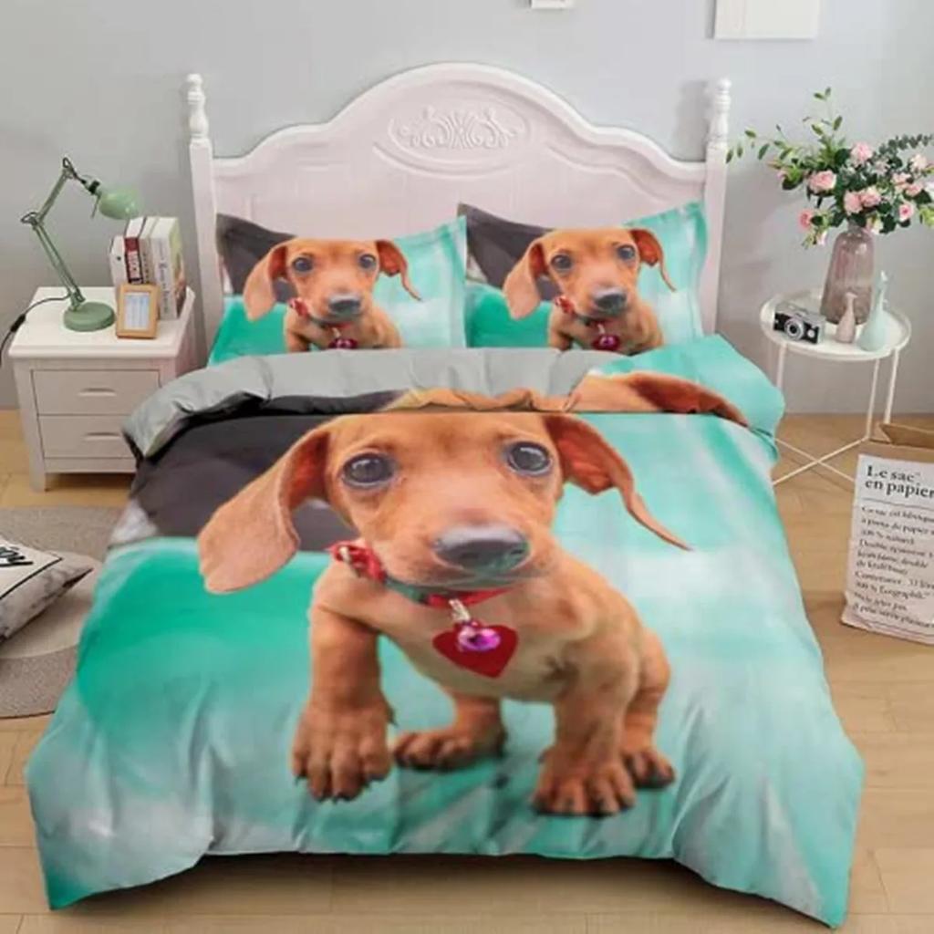 Black And Brown Dachshund Sausage Duvet Cover Cartoon Puppy Dog Bedding Set Kids Boys Gifts Bedspread Cover Bedroom Decoration