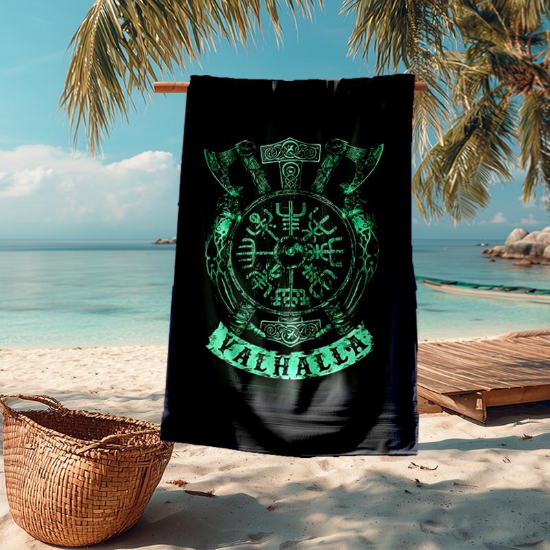 Wikinger Runen & Lebensbaum Mode Strandtuch: Ideal für Sommerabenteuer Weich, saugfähig und schnell trocknend geeignet zum Schwimmen und Baden