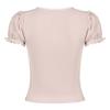 Sweet Button-up Top Women's Summer Cute Slim-fitting Contrast Lace Stitching Bow Square Collar T-shirts Y2K Korean Tees