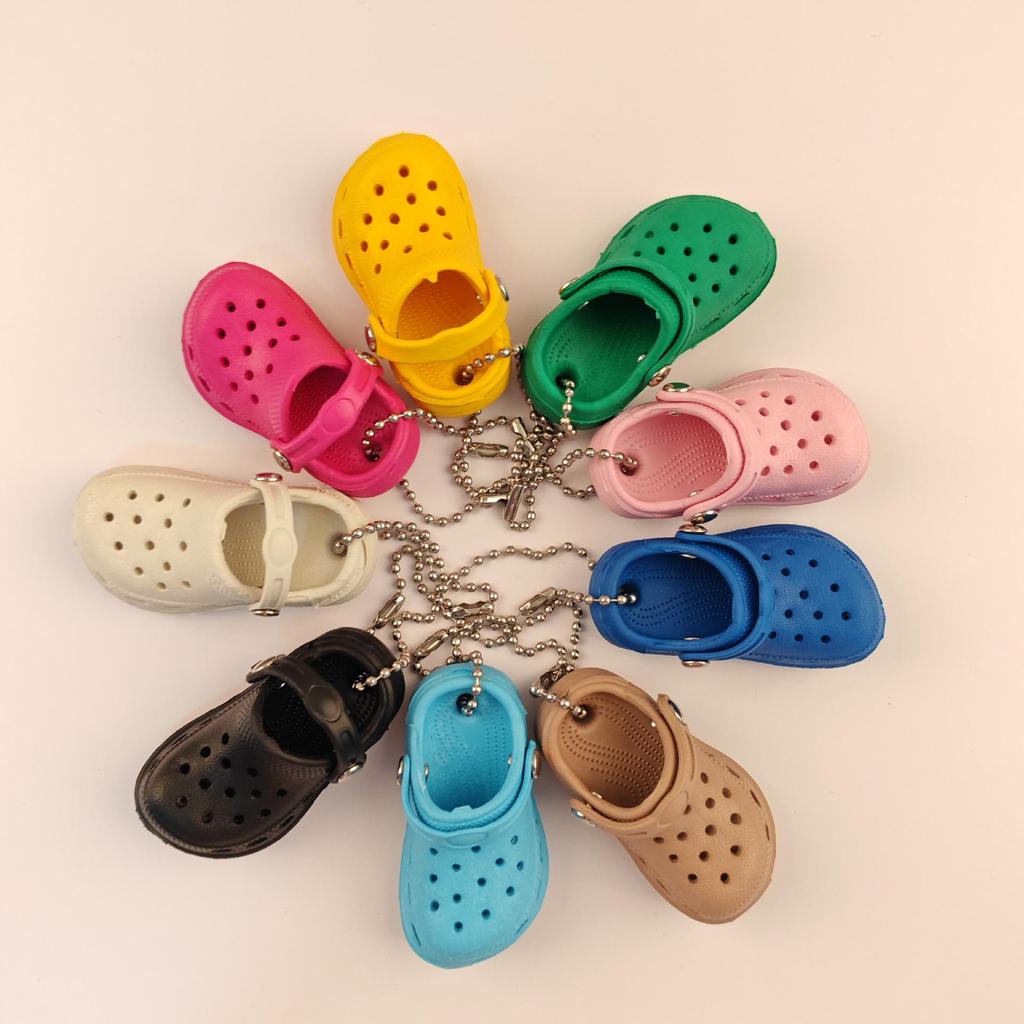 Mini Slipper Pendant: Cute Whale Hole Shoes Keychain for Couples