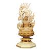 Acala Buddha Statue, Holzschnitzerei, Buddhistische Altarfigur, Schutzgottheit, Gebet, Schutz vor dem Bösen, Achteckiger Sockel, Flammen-Heiligenschein (28cm, Zypressenholz