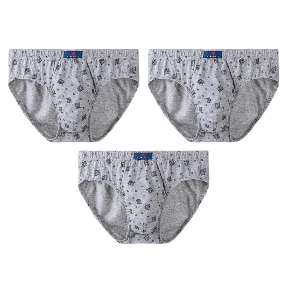 3Pcs Men's Cotton Briefs Knickers Printing Panties Breathable Underwear Youth Comfortable Underpants L XL XXL 3XL 4XL
