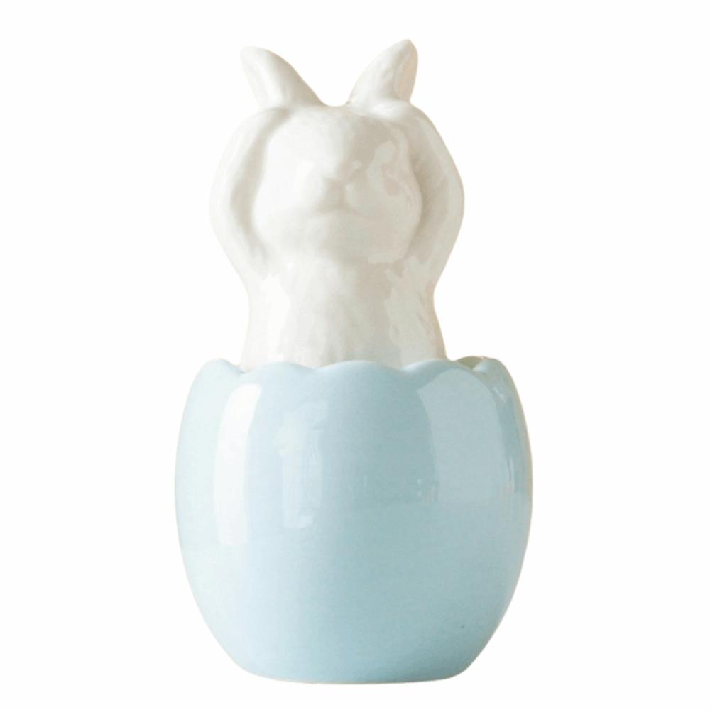 

1/3Pcs Hand Painting Easter Egg Shell Rabbit Smooth Finish Ceramic Rabbit Statue Bedroom Decor Blue Style 3