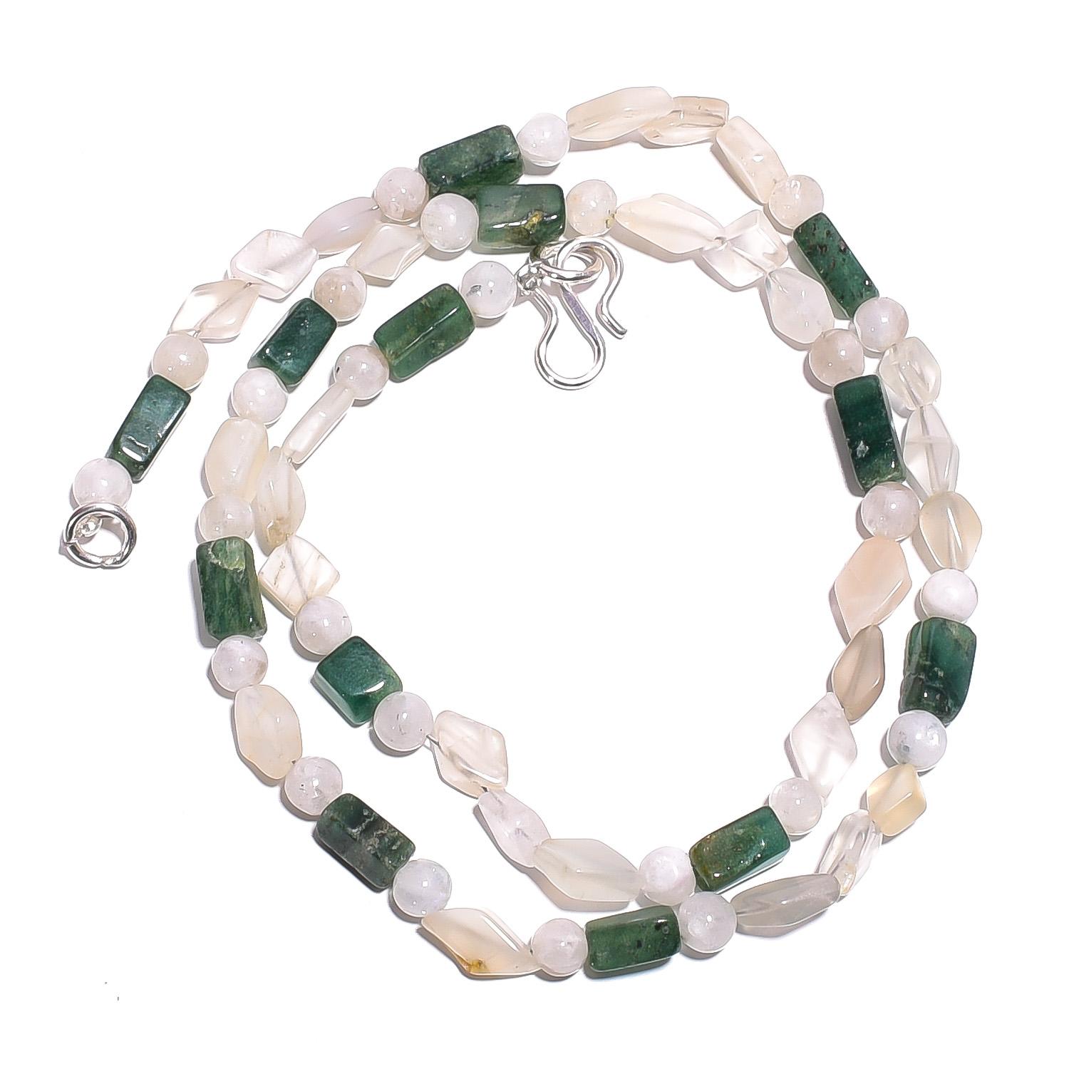 

Натуральный Лунный камень Авантюрин Драгоценный камень Гладкие бусины Ожерелье 17 UB-4987 UB-4987