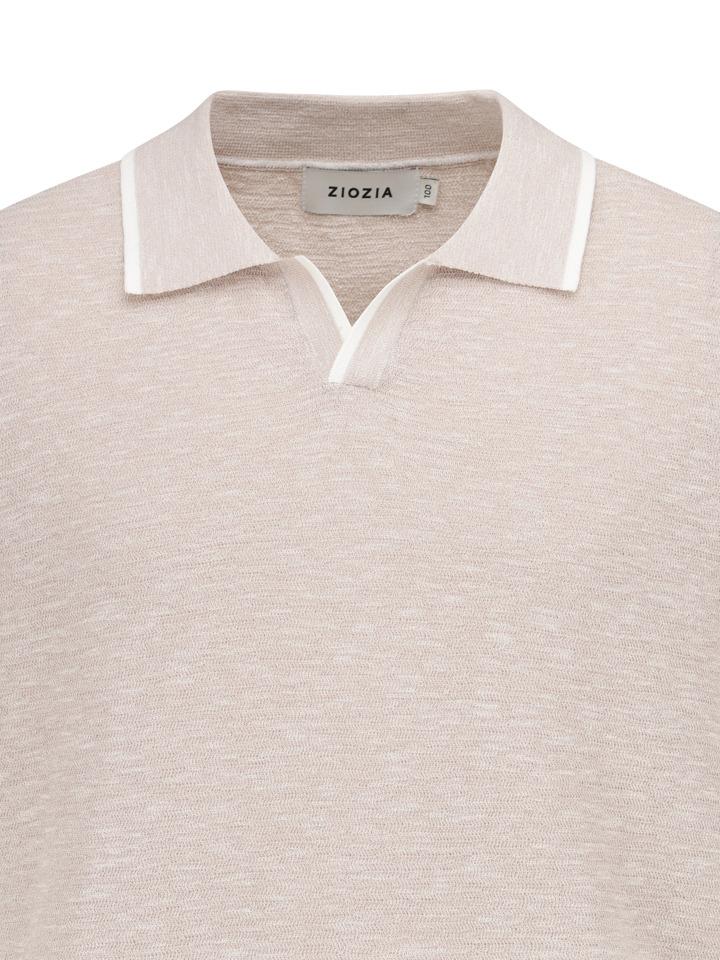 ZIOZIA Men'S) Miracul Slub Short Sleeve Polo Shirt_Beige