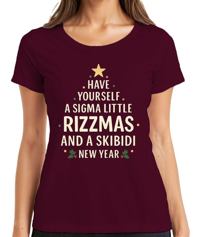 Have Yourself A Sigma Rizzmas Skibidi Funny Christmas New Year Ladies TShirt